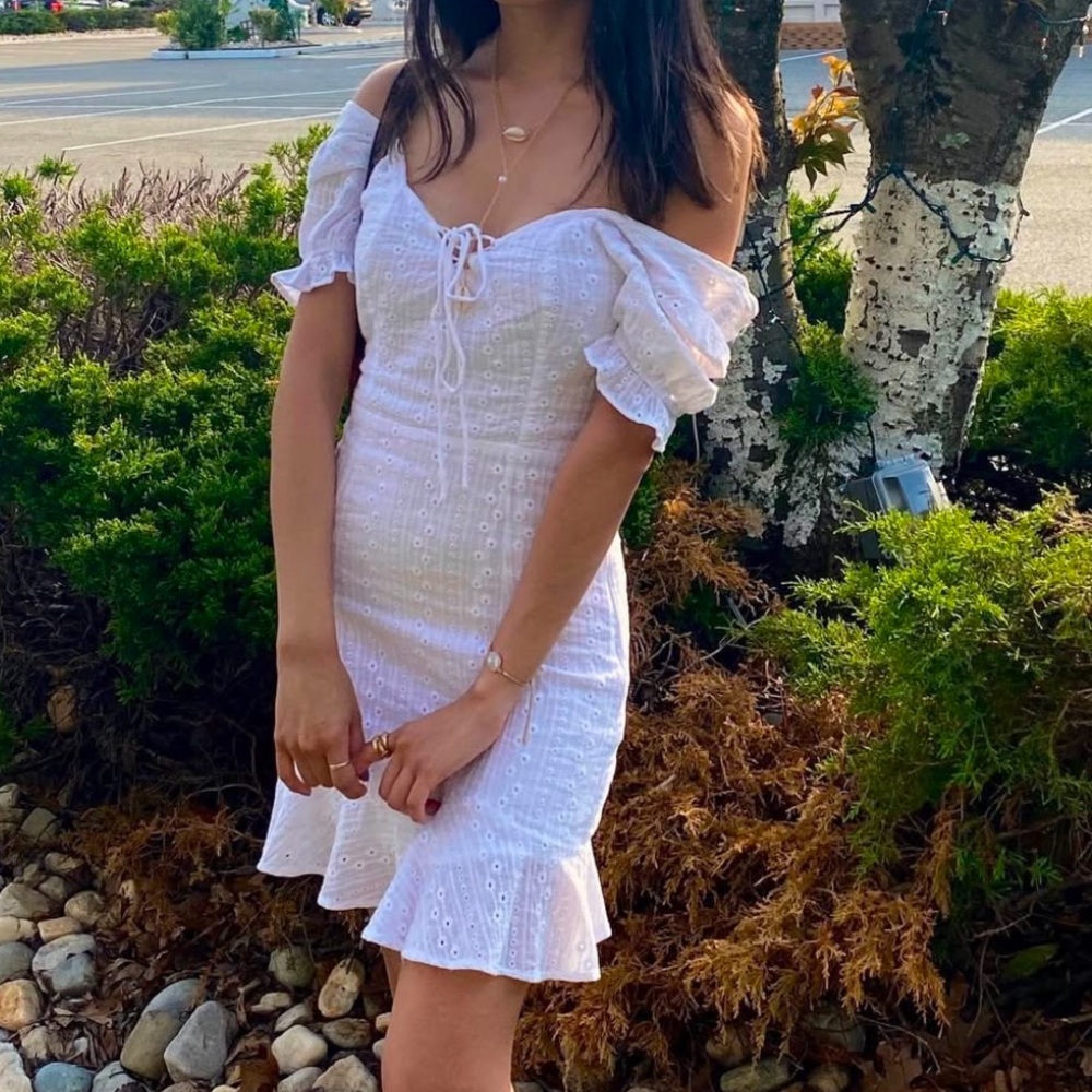 Lulus Raphael White Eyelet Mini Dress